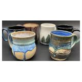 6 Pottery coffee cups. The Old Pottery Company &