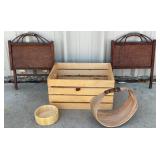 Baskets, handmade natural palm frond basket, 11 x