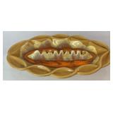 Vintage MCM ceramic orange and tan ashtray,