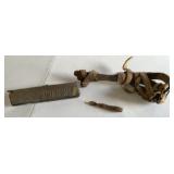 Vintage leather straps ice skates, vintage brass