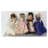 4 vintage dolls, Blue Bonnet Sue, bride doll,