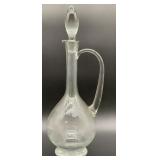Vintage Romanian glass decanter featuring an