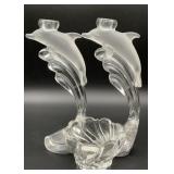 2 Lenox Fine crystal dolphin candle holders. Made