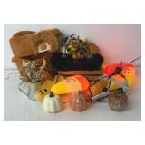 Halloween and Fall decor, pumpkins, cow baskets,