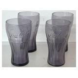 4 UV GLOW vintage purple coco cola glasses