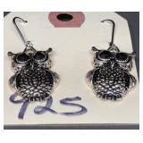 925 Sterling silver owl earrings.