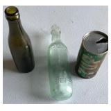Vintage bottles and can, collectible 12-ounce