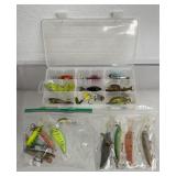 Fishing lures, frog, bugs, small fish