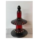 Glass art piece, Gibson plate on bottom, red