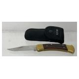 Buck 110 folding Hunter knife and sheath, 8.5
