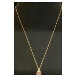 10K ADL Gold Necklace and pendant, Chain is 10in