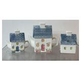 Vintage ceramic cottage teapot set, teapot,