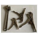 Wrench and pliers, vintage 12-inch adjustable