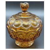 Vintage L.E. Smith Moon and Stars amber glass