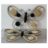 2 Butterfly Metal and Rope Wall Decor, 15.5