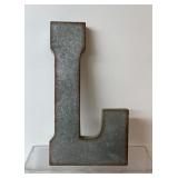 Large metal hanging L, 20.5 inches tall x 11.25