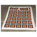 Handmade patchwork quilt with 2 pillow shams,