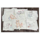 6 vintage embroidered flour sack dish towels