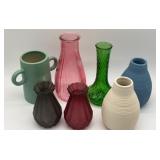 7 Vases, 2 ceramic vases ribbed texture 7 in