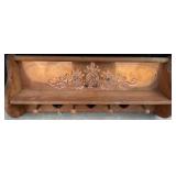 Vintage solid wood wall shelf featuring a punched