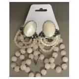 Vintage rose quartz and clear crystal bead