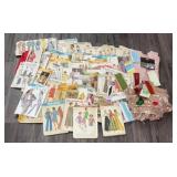 Vintage patterns, material, sewing accessories,