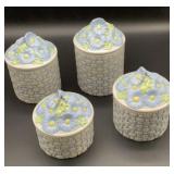 4 vintage ceramic canister set, basket weave