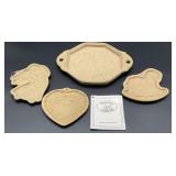 4 vintage Brown Bag Cookie Art stoneware molds,