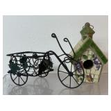 Garden decor, metal bicycle planter, mosaic tile