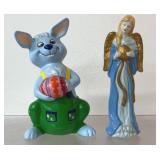 Vintage Byron Molds ceramic Easter bunny, angel,
