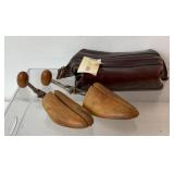 Vintage wooden shoe trees, Bosca leather