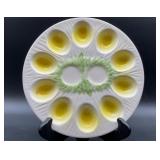 Vintage ceramic deviled egg platter, 9 x 9 in