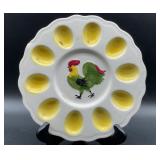 Vintage ceramic deviled egg platter, 9.5 x 9.5 in