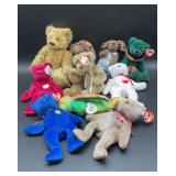 Vintage TY Beanie babies, bears, Iggy Iguana,