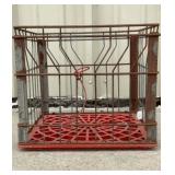 Vintage Dairy metal milk crate, wire frame, 12.5