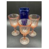 Vintage cobalt blue parfait glass, 8.5in tall x
