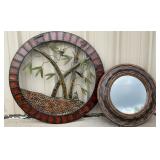 Metal round bamboo wall decor, 33in. Round