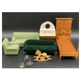 Assorted Dollhouse Furniture & Miniatures