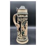 Vintage lidded German beer stein is a 16-inch