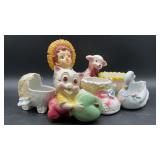Vintage Shawnee pottery planter with a happy pig