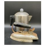 Vintage KM electric sad iron, Copco stovetop