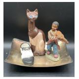 Vintage ceramic Siamese cat, by Carol? 11in t