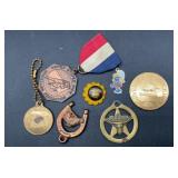 Vintage metals and pins, University and Arkansas