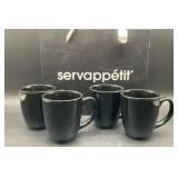 Servappetit brand black ceramic coffee mug set, 4
