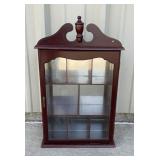 Cherry wood wall-mounted curio cabinet, top piece