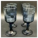 Libbey Facets Cobalt Blue Goblets 6.25 inches tall