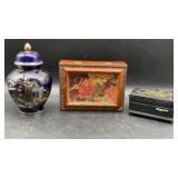 Wooden photo frame jewelry music box What A