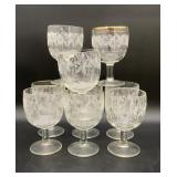 9 vintage goblets grapevine design