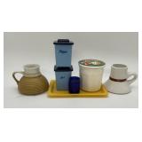 Vintage kitchen lot, Blue plastic salt and pepper