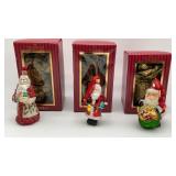 3 Waterford Holiday Heirlooms blown glass Santa